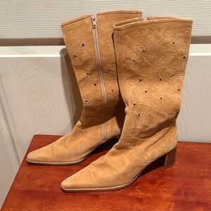 Chic Tan Suede Heeled Boots